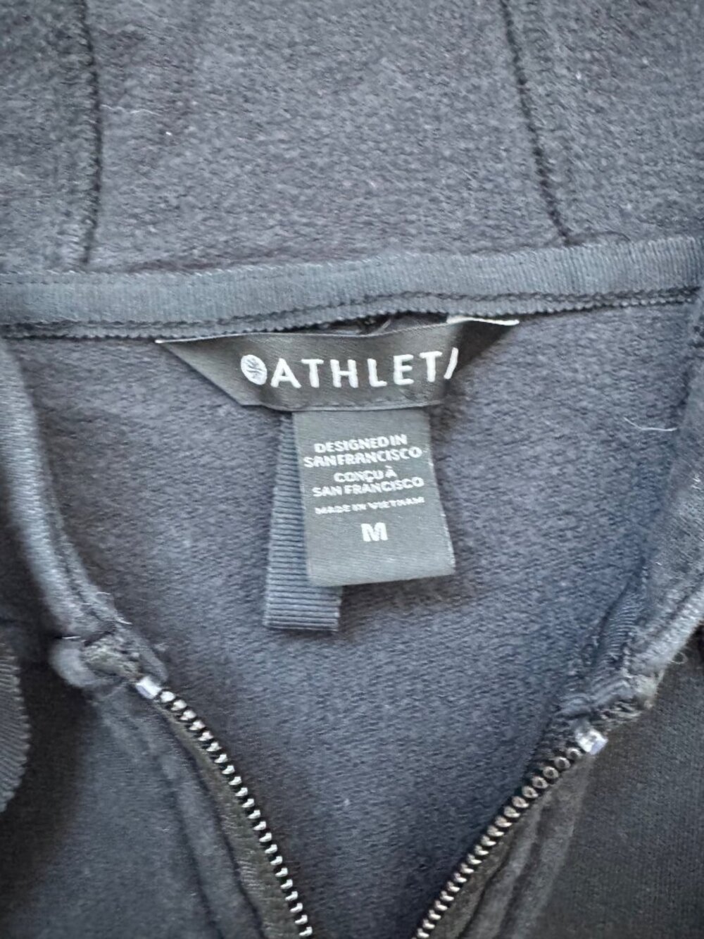 Athleta Womens Black Balance Sweatshirt Full-Zip Hoodie Thumbholes Size Medium - Picture 4 of 13